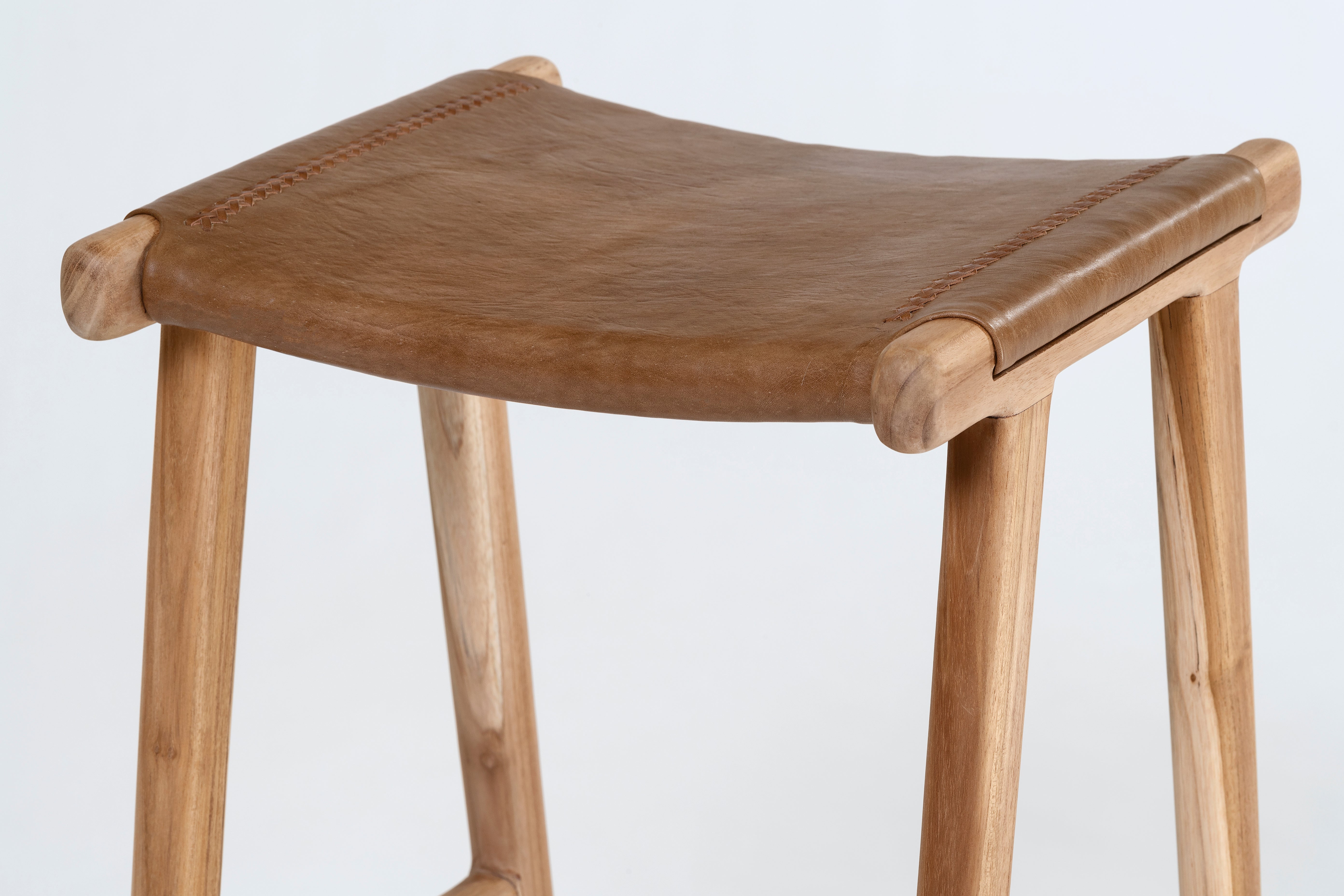 Jok Stool - Teak/Tan Leather