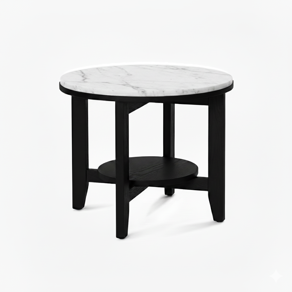 Norveau Side Table - Black/White Marble