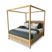 Pacific 4 Poster Bed - Natural/Rattan