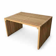 Teak Large Slatted Side Table - Raw