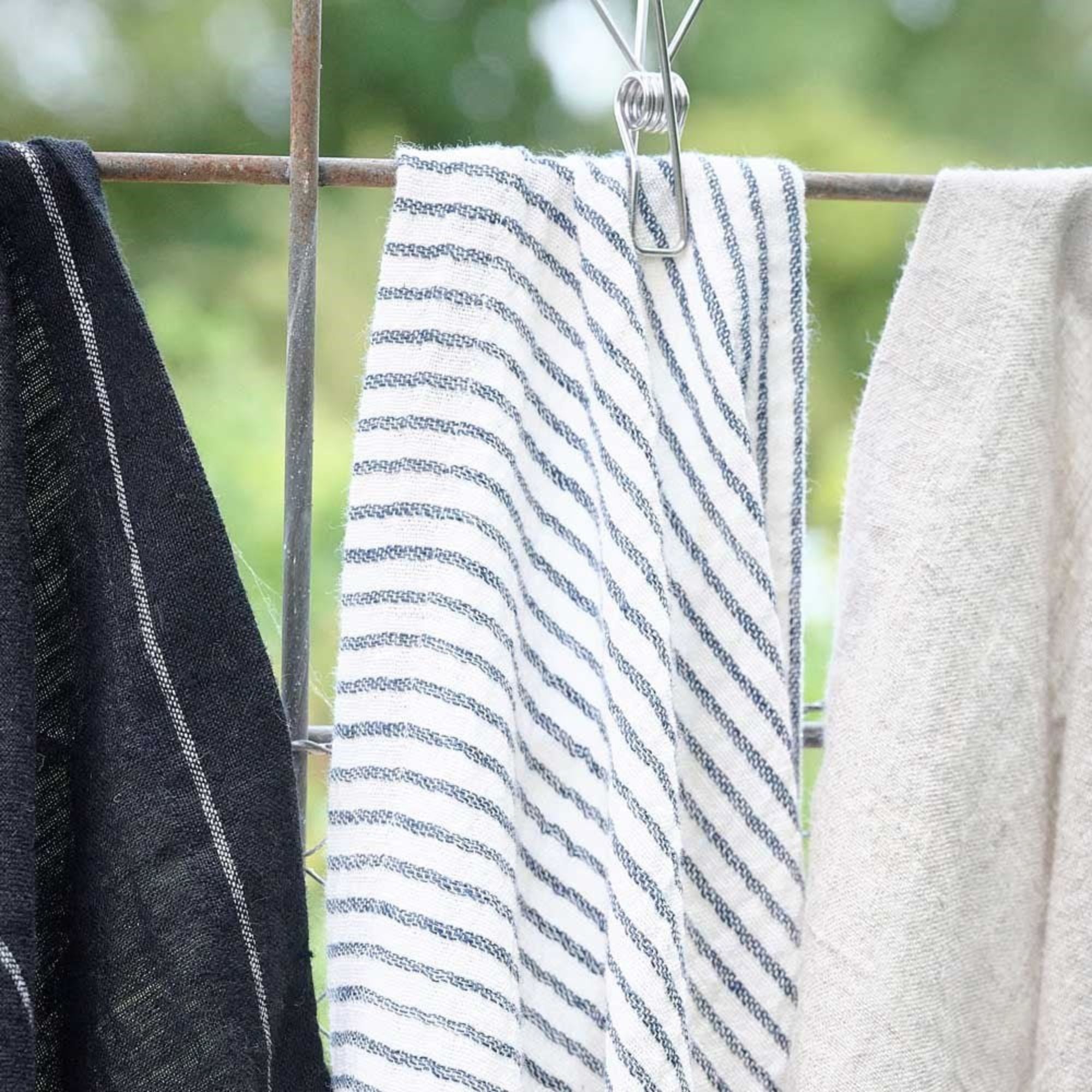 Marina Tea Towel - White/Ink Stripe