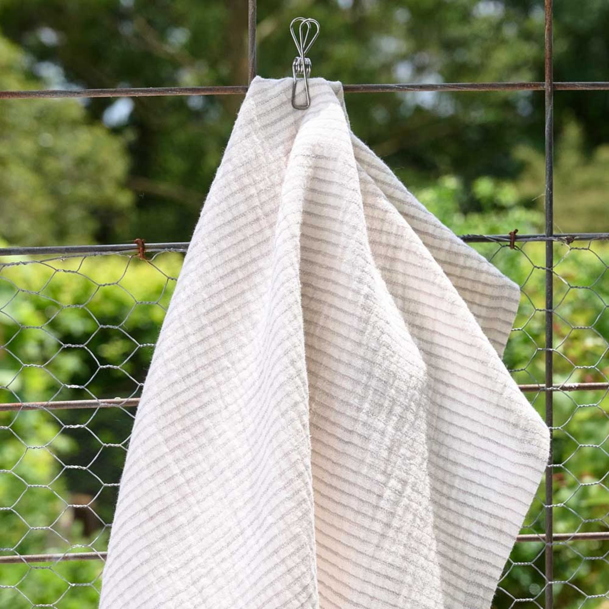 Marina Tea Towel - White/Natural Stripe