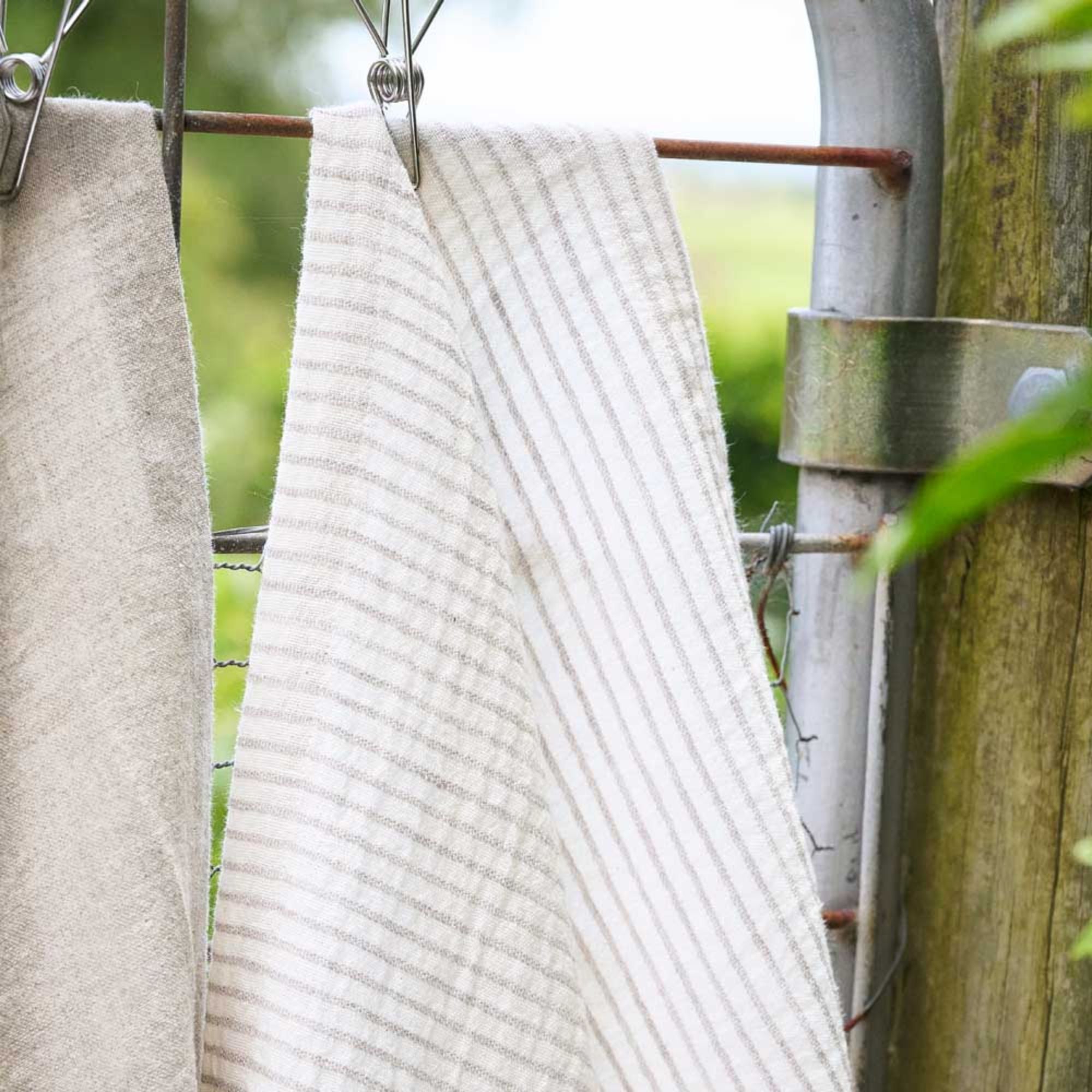 Marina Tea Towel - White/Natural Stripe