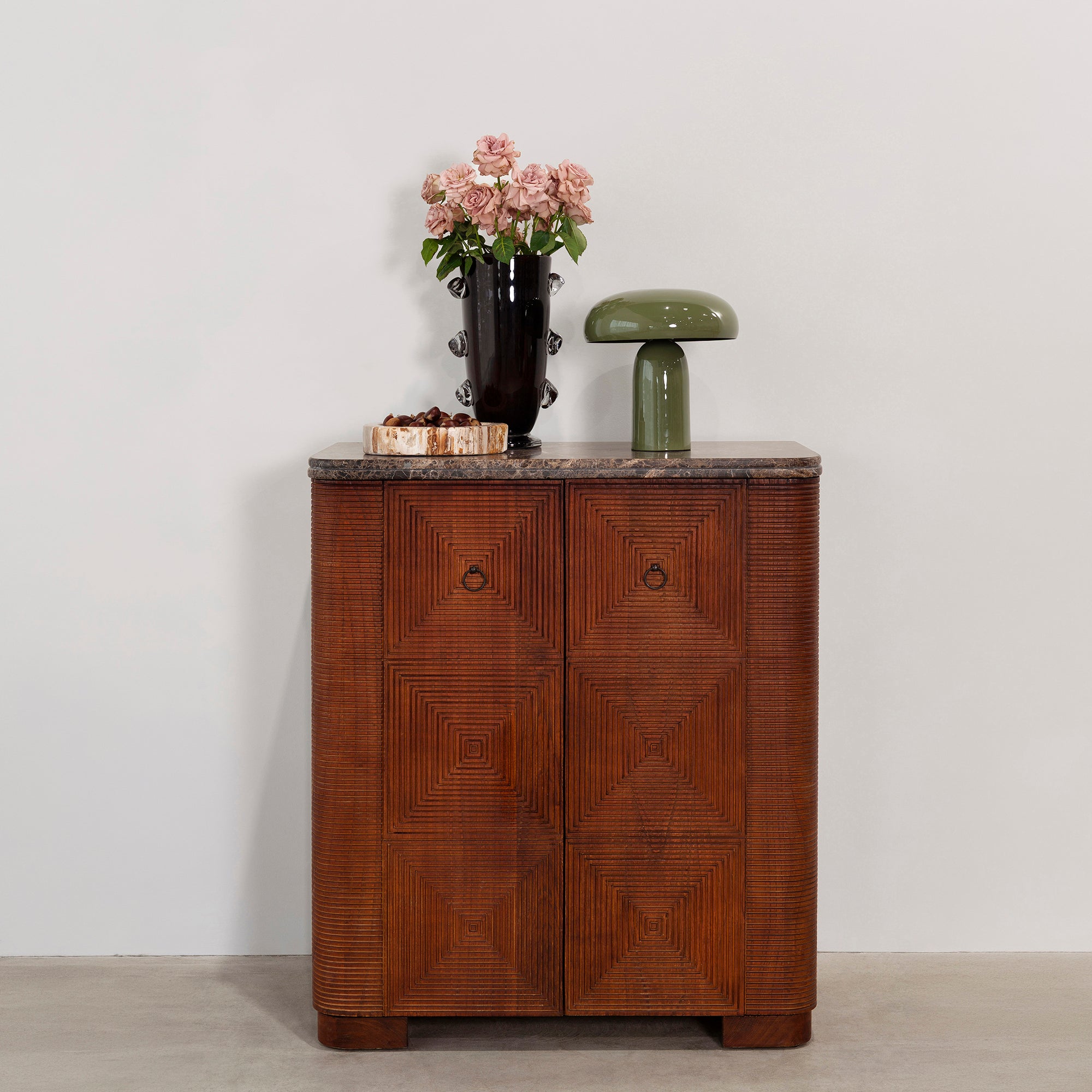 Martini Cabinet - Rustic Walnut/Choc Marble