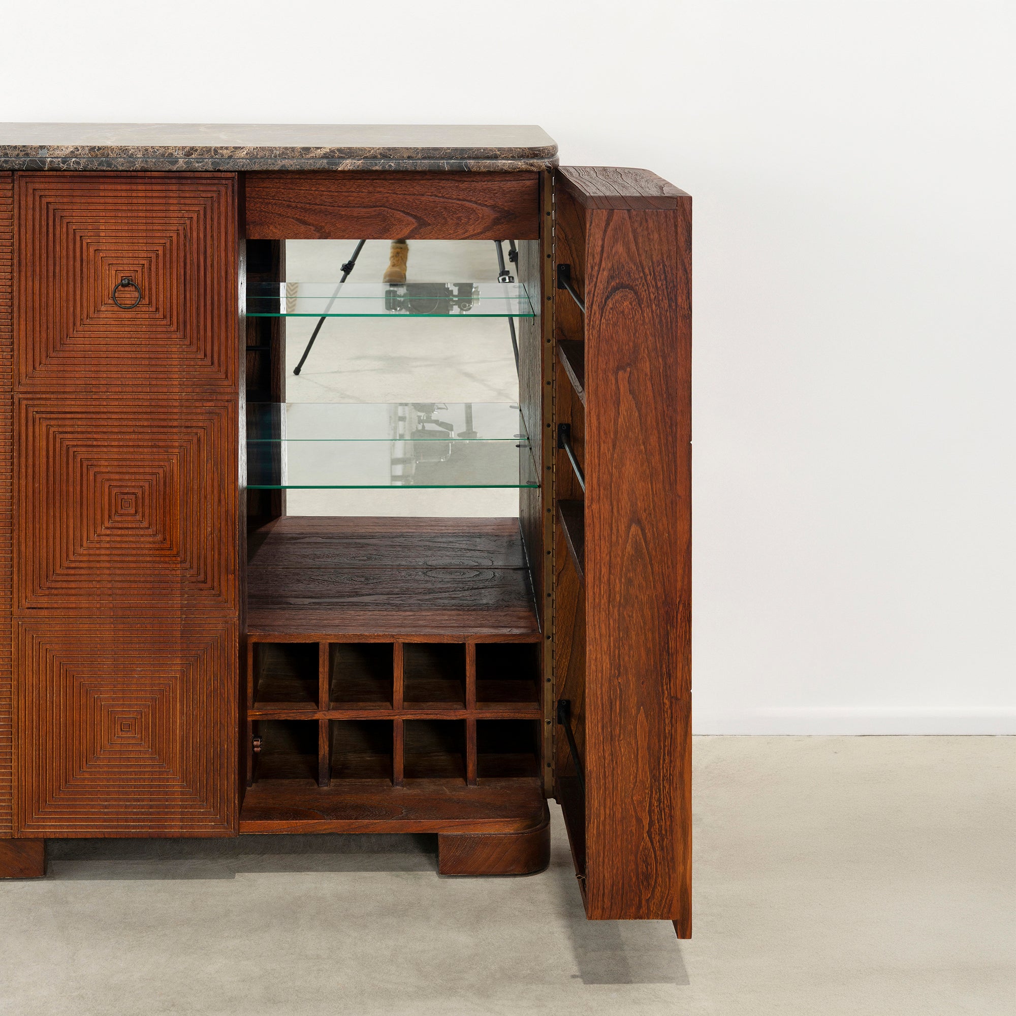 Martini Cabinet - Rustic Walnut/Choc Marble