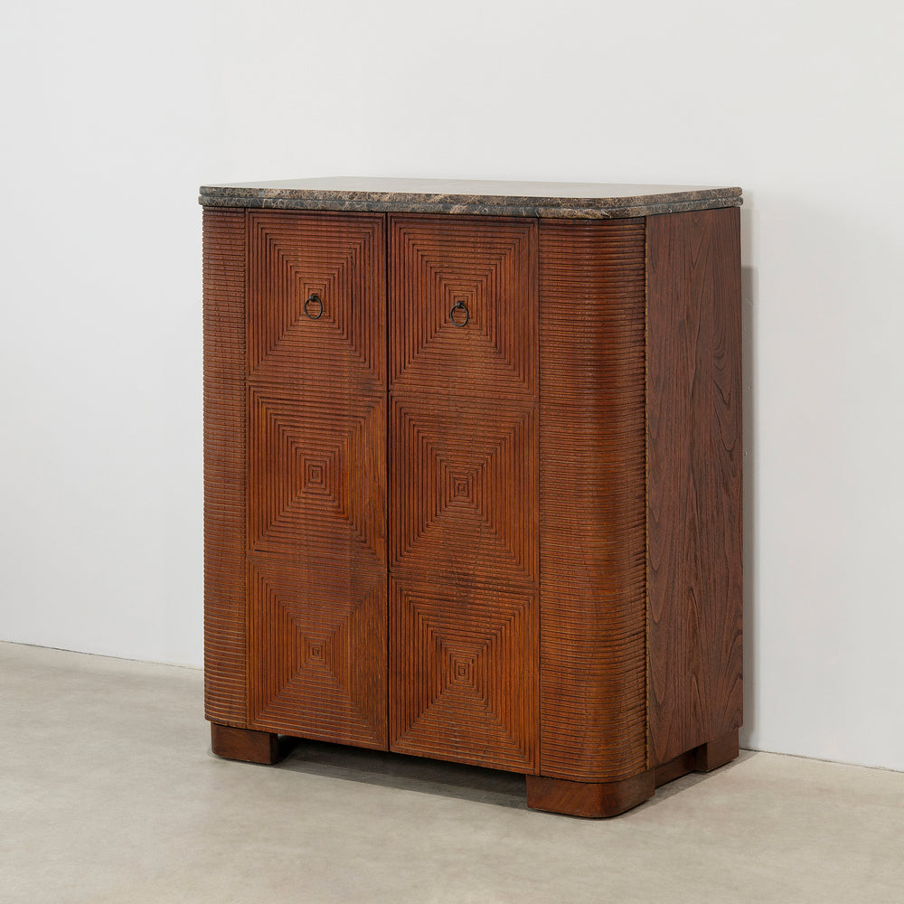 Martini Cabinet - Rustic Walnut/Choc Marble