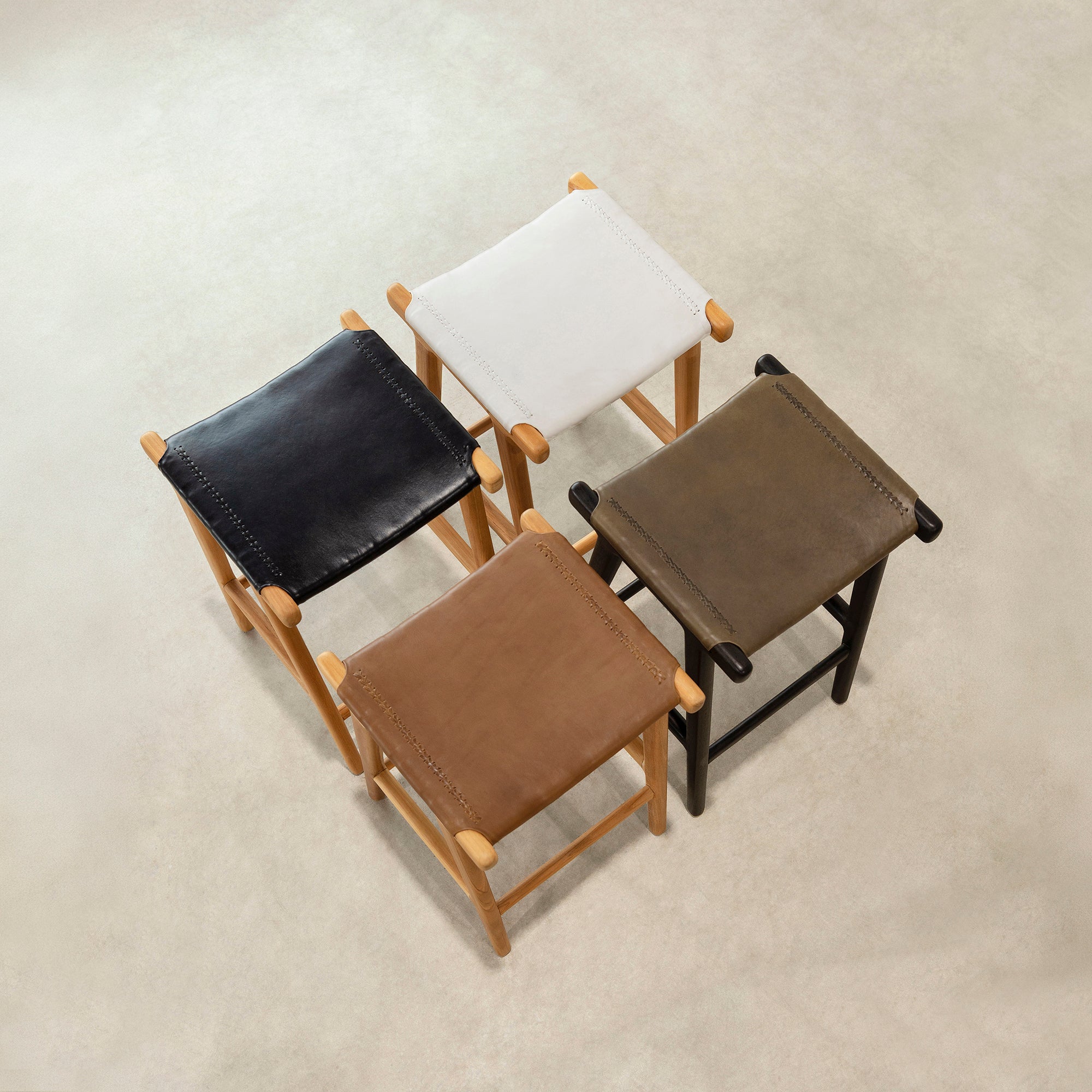 Jok Stool - Teak/Tan Leather