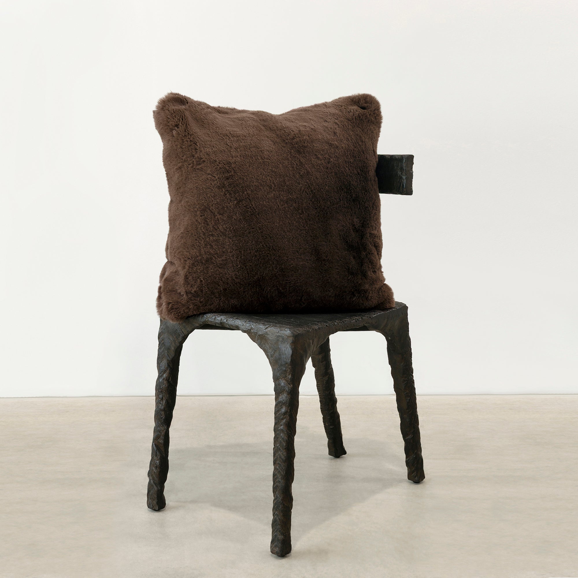 Empire Faux Fur Cushion - Chocolate