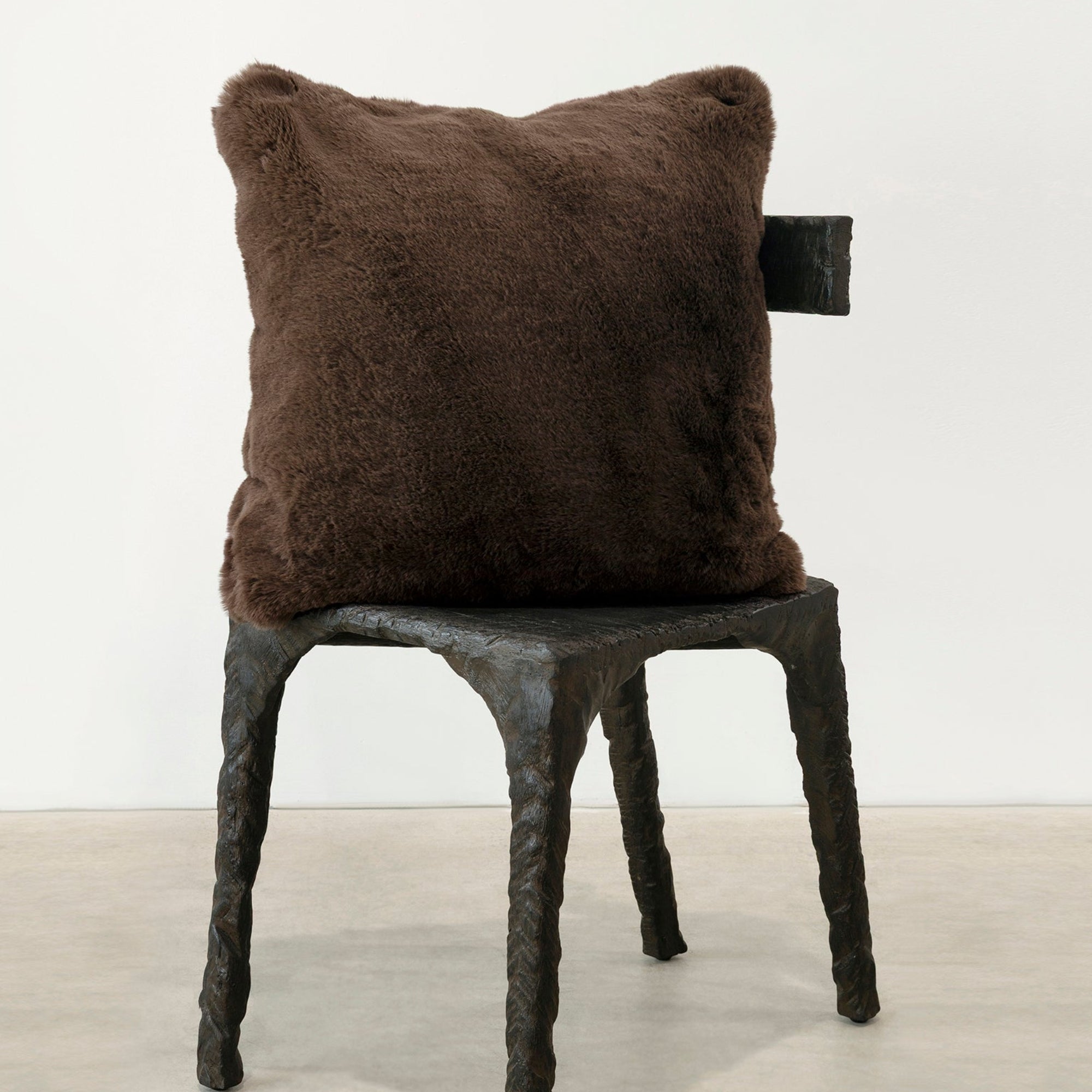 Empire Faux Fur Cushion - Chocolate