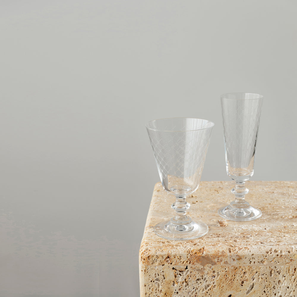 Fishnet Etched Glassware