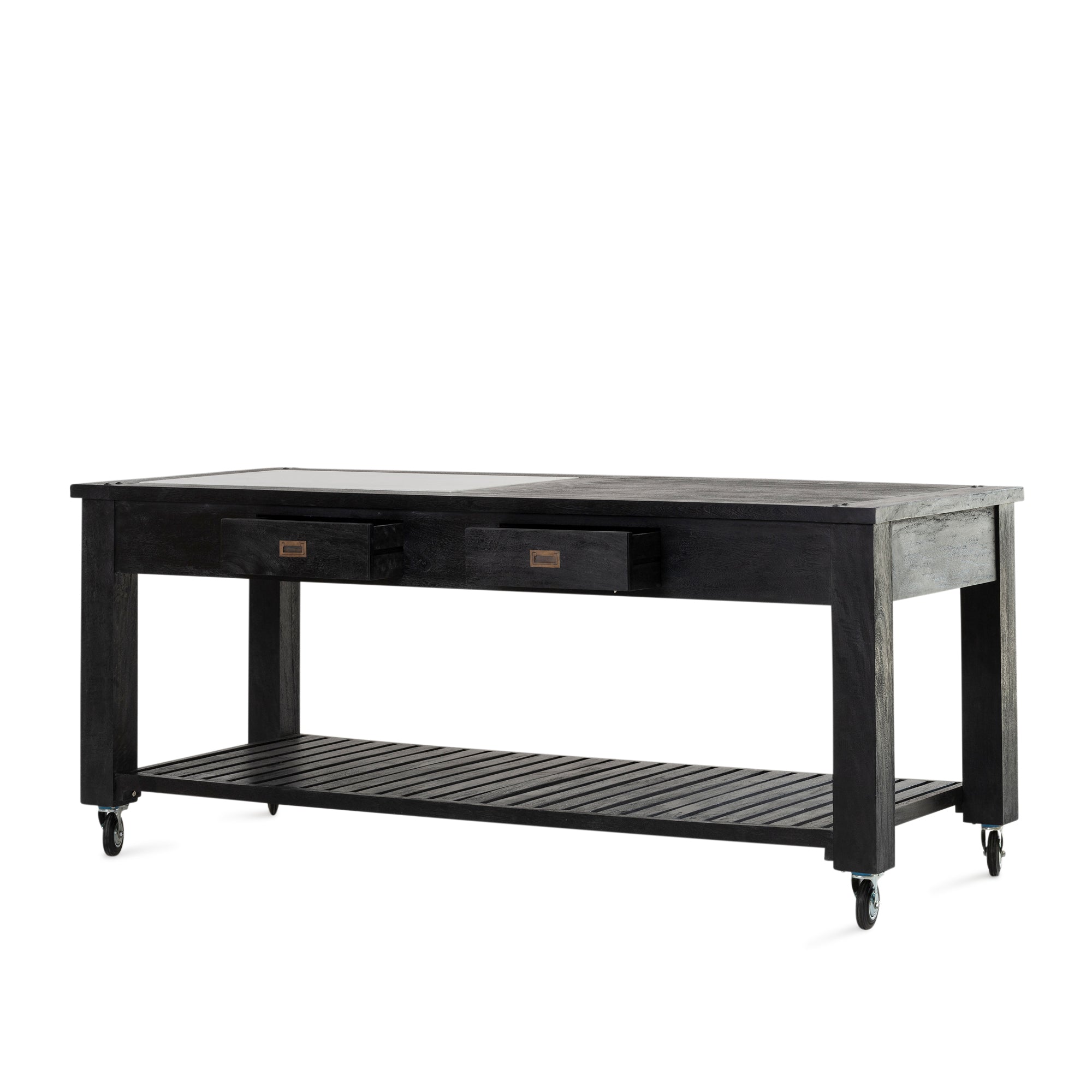 Kitchen Island - Black/White Marble Insert