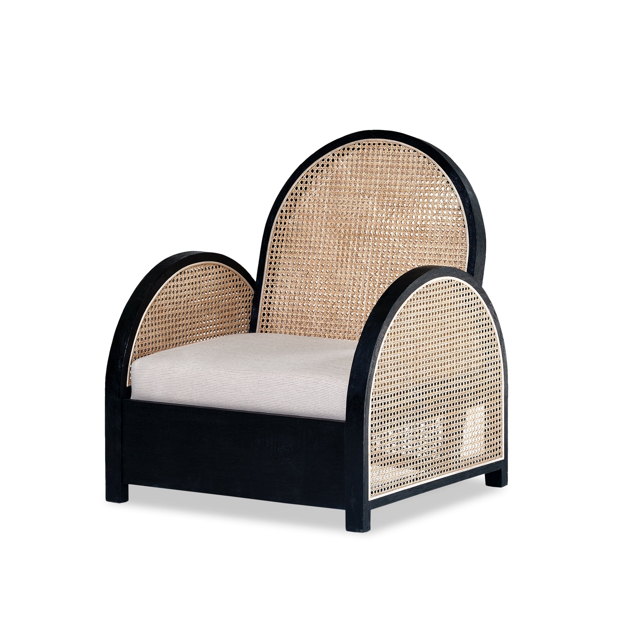 Pia Rattan Chair - Black/Bahama Sand