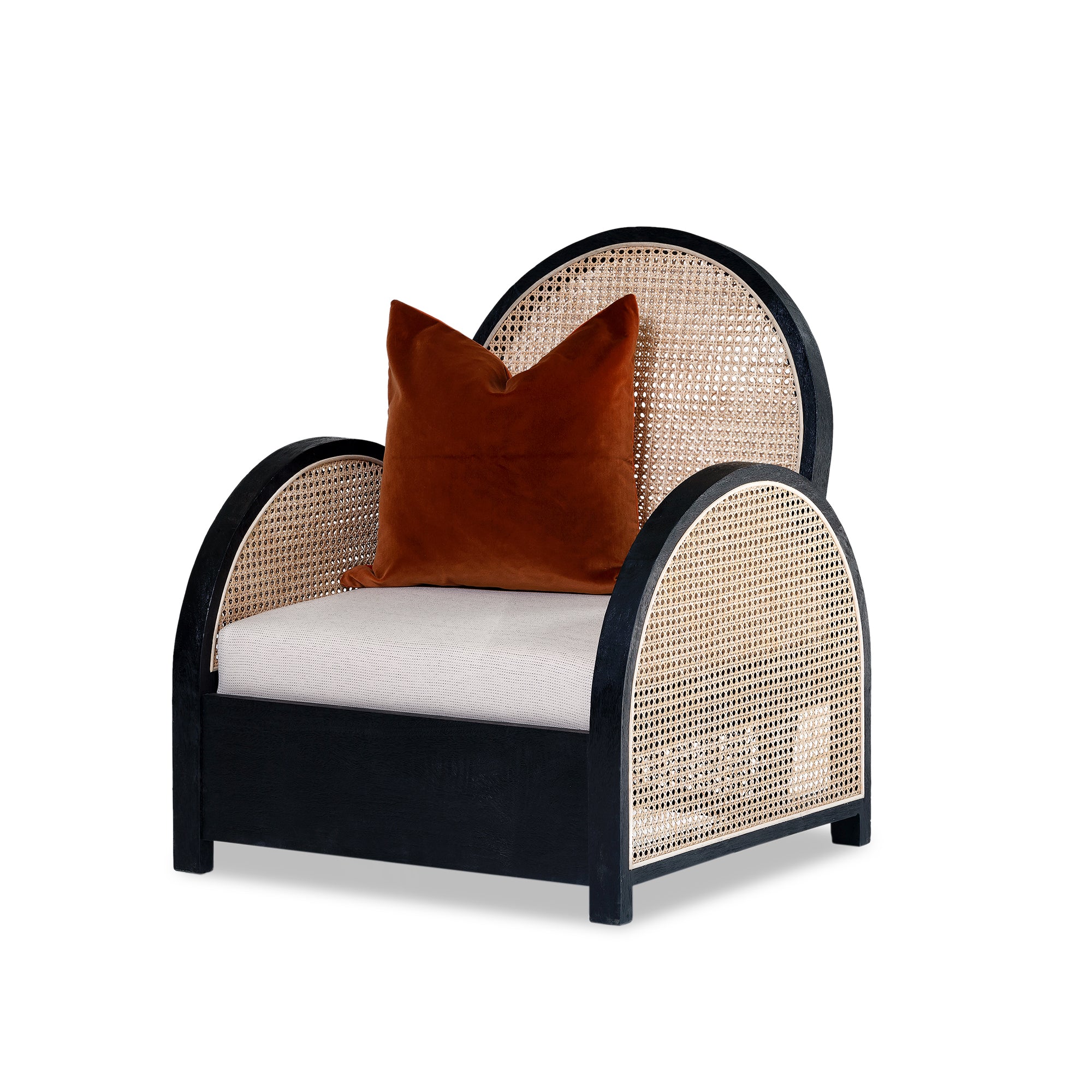 Pia Rattan Chair - Black/Bahama Sand