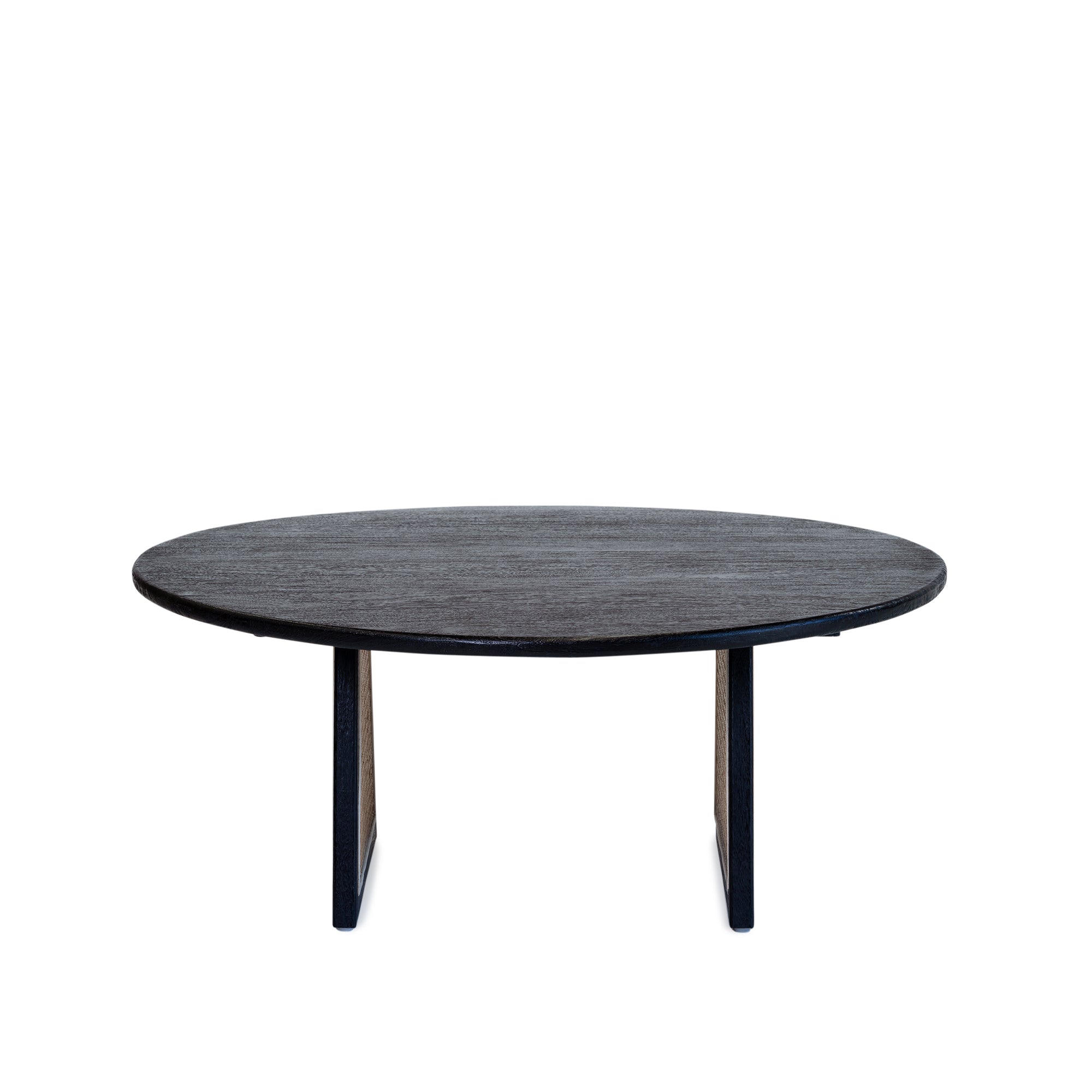 Birch Coffee Table - Black/Natural Rattan