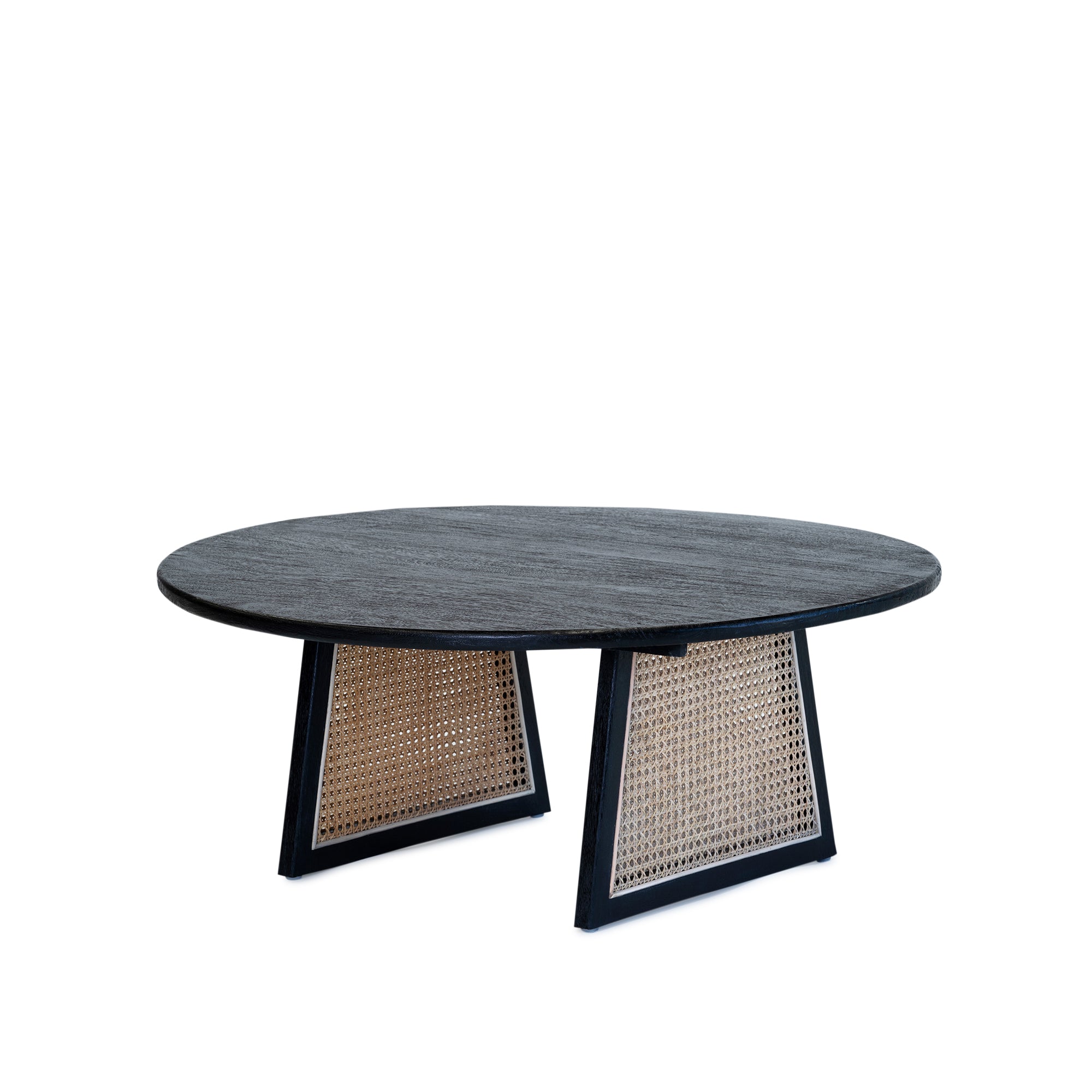 Birch Coffee Table - Black/Natural Rattan