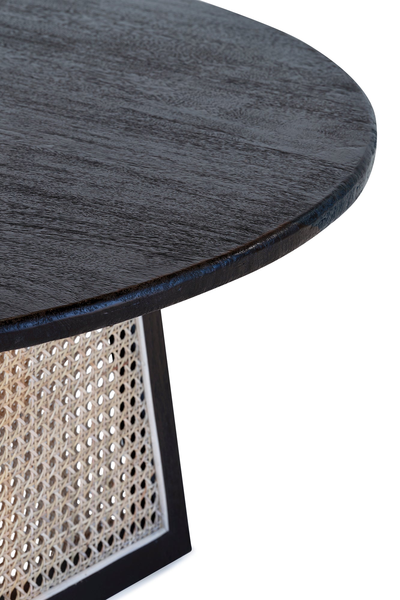 Birch Coffee Table - Black/Natural Rattan