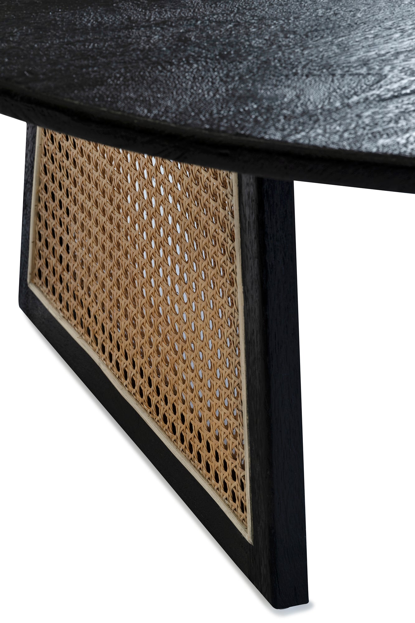 Birch Coffee Table - Black/Natural Rattan