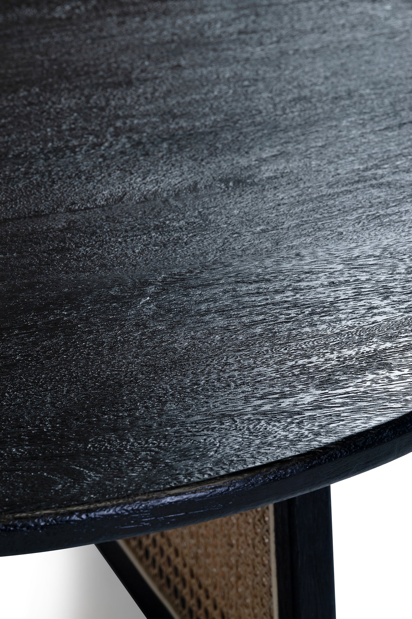 Birch Coffee Table - Black/Natural Rattan