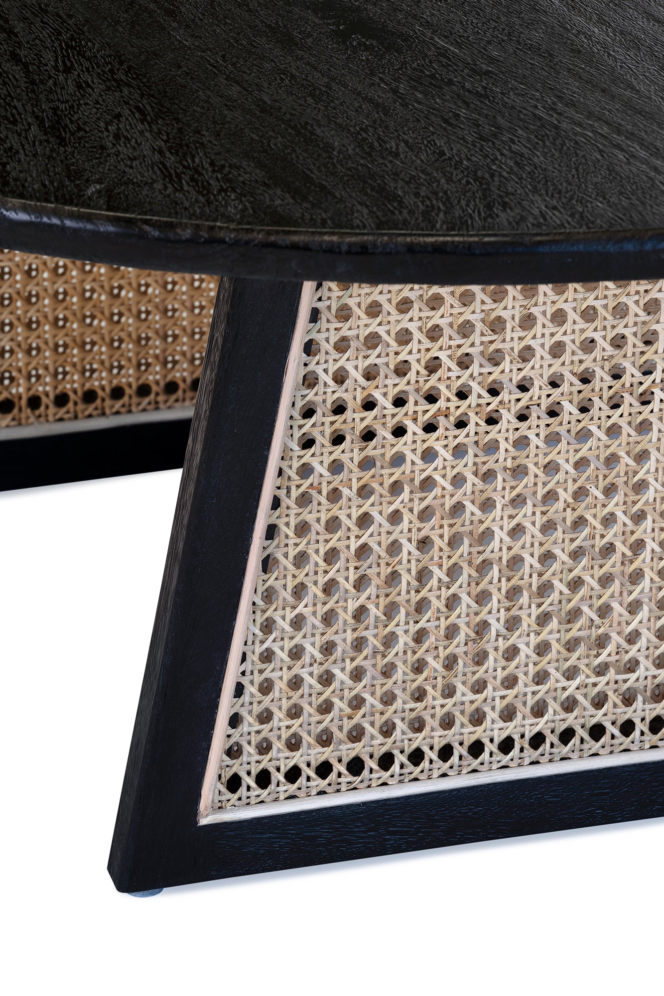 Birch Coffee Table - Black/Natural Rattan