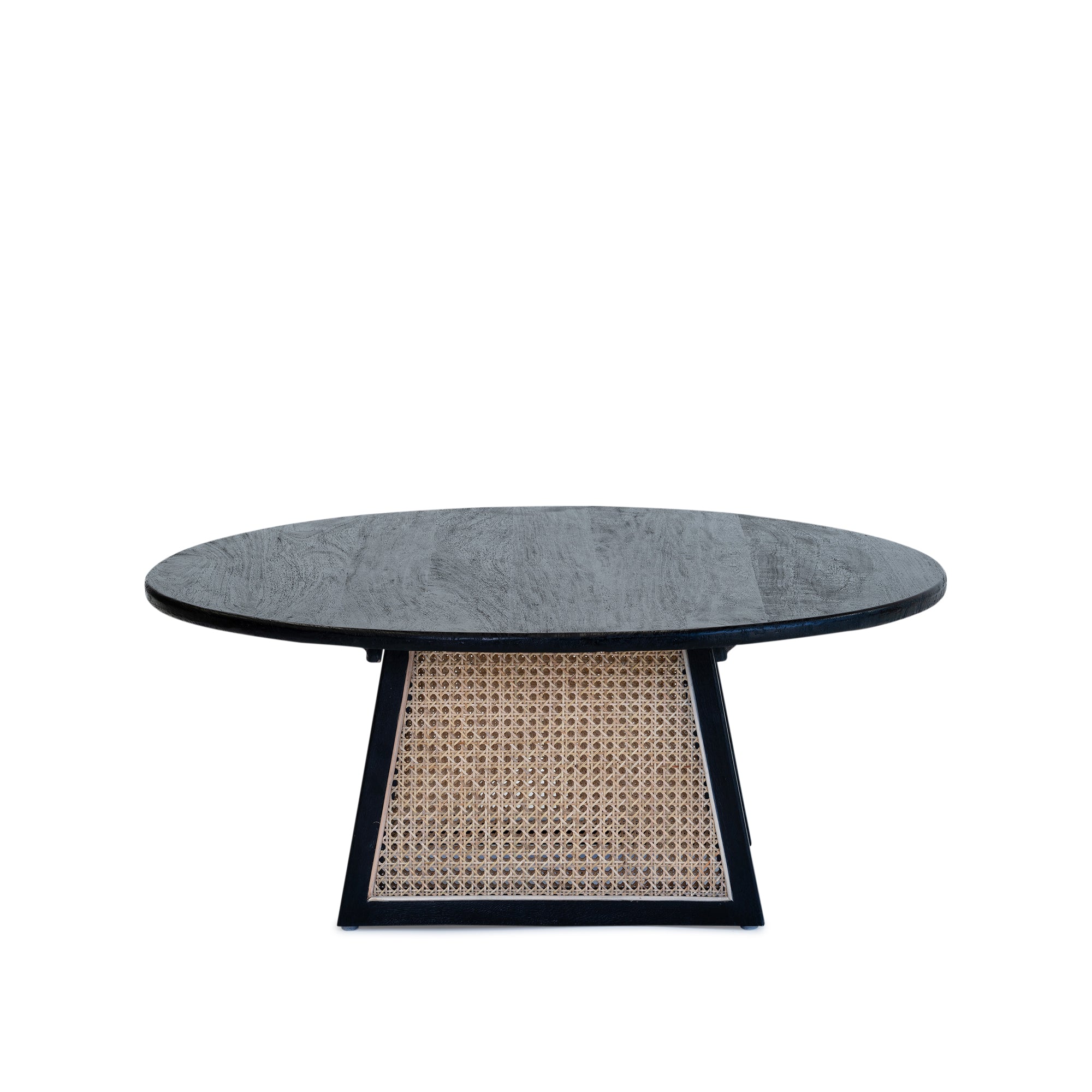 Birch Coffee Table - Black/Natural Rattan