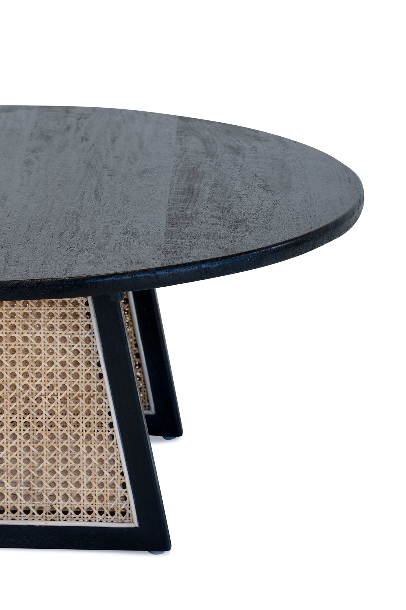 Birch Coffee Table - Black/Natural Rattan