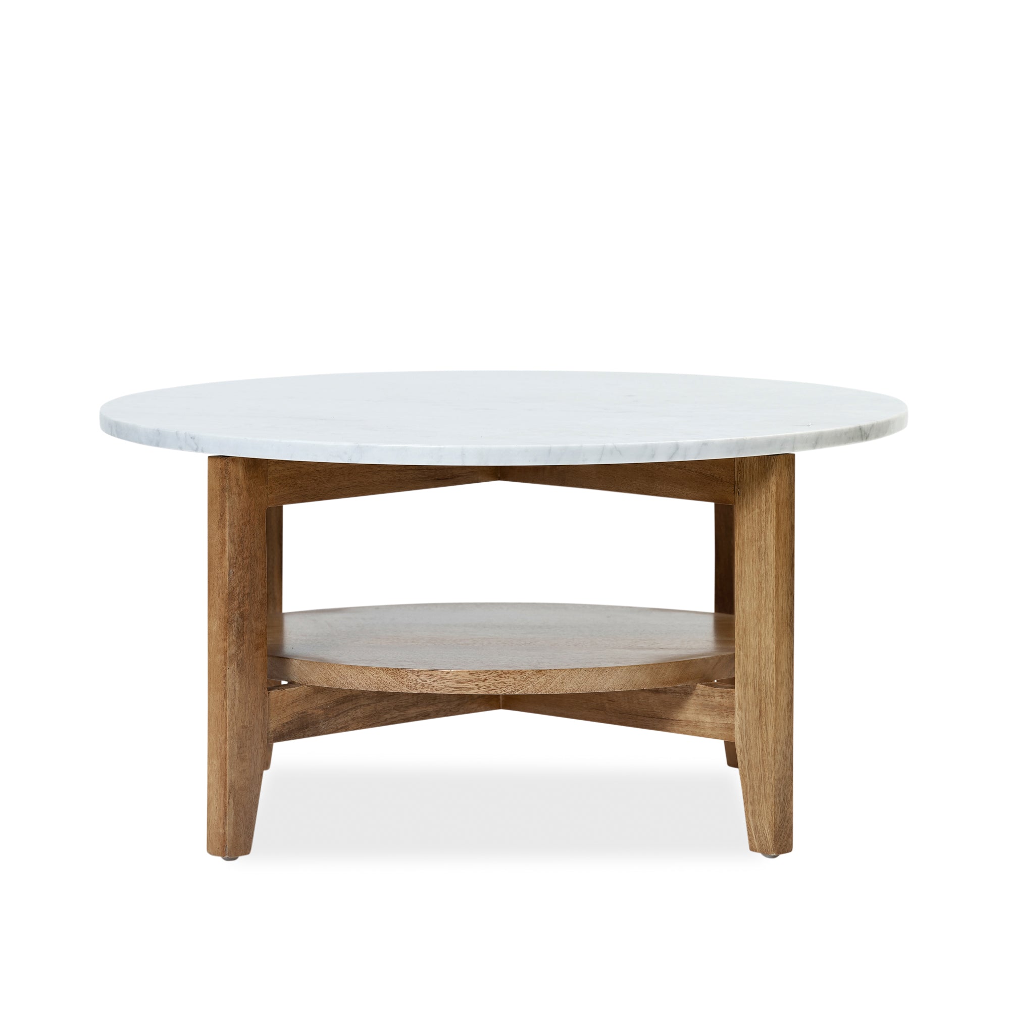 Norveau Side Table - Natural Sealed/White Marble