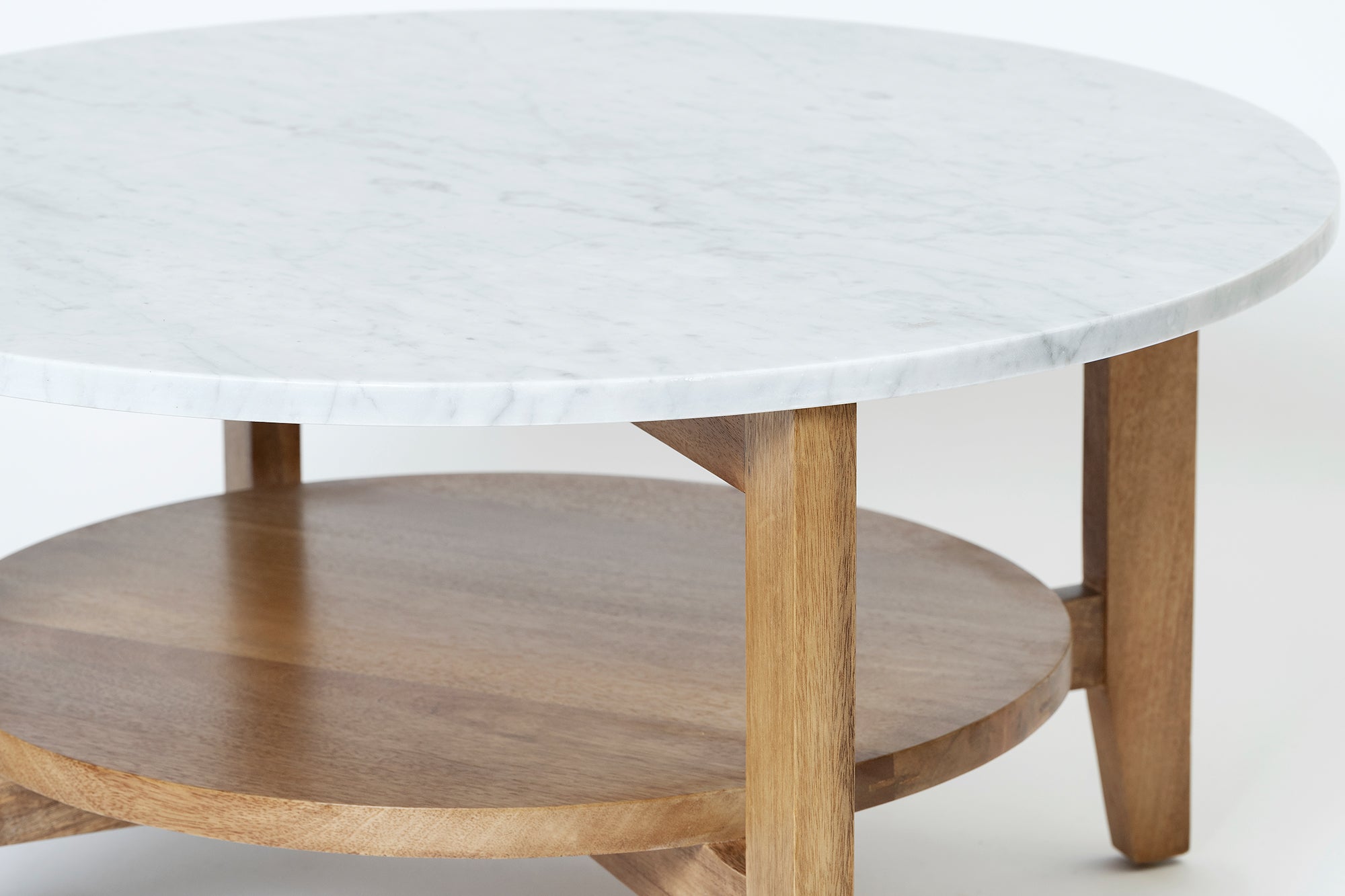 Norveau Side Table - Natural Sealed/White Marble