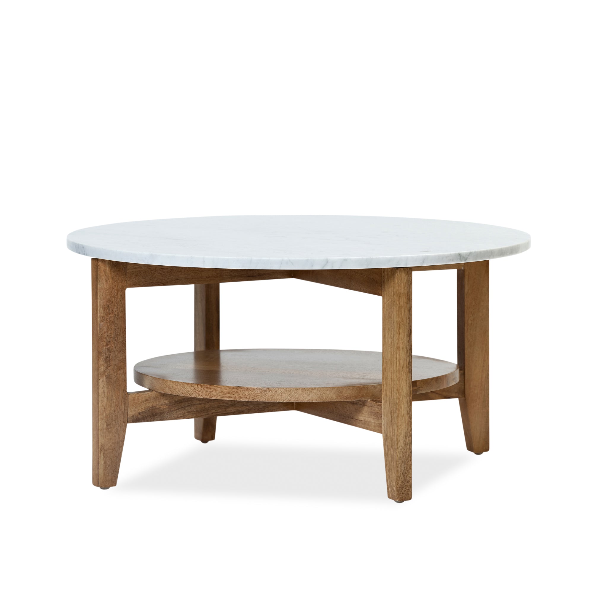 Norveau Side Table - Natural Sealed/White Marble