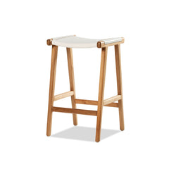 Jok Stool - Teak/White Leather