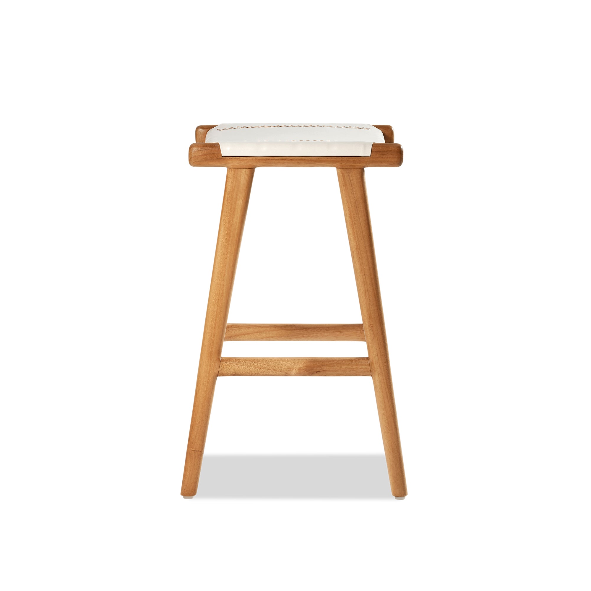 Jok Stool - Teak/White Leather