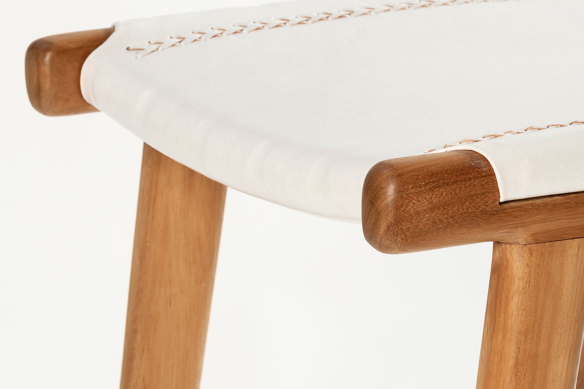 Jok Stool - Teak/White Leather