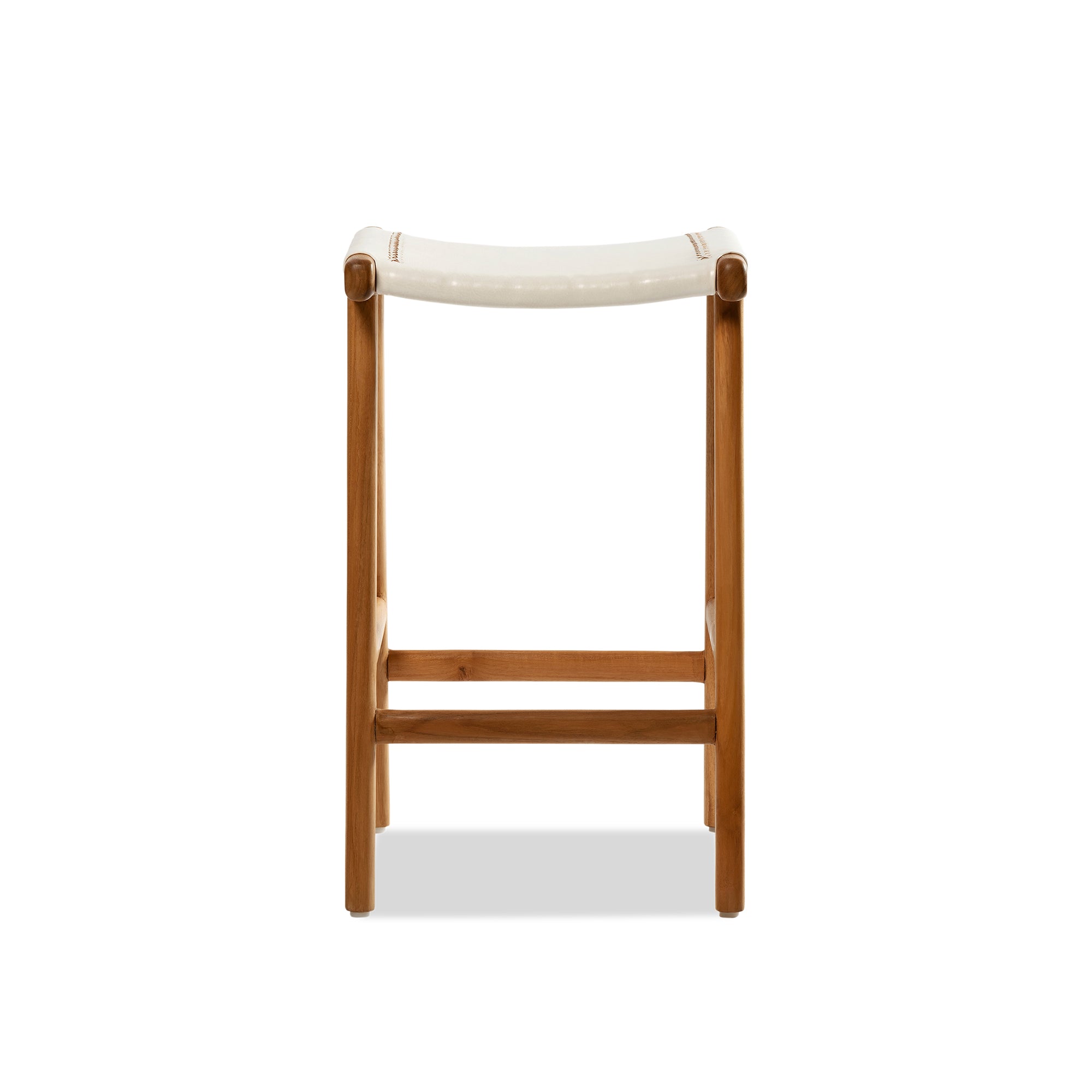 Jok Stool - Teak/White Leather