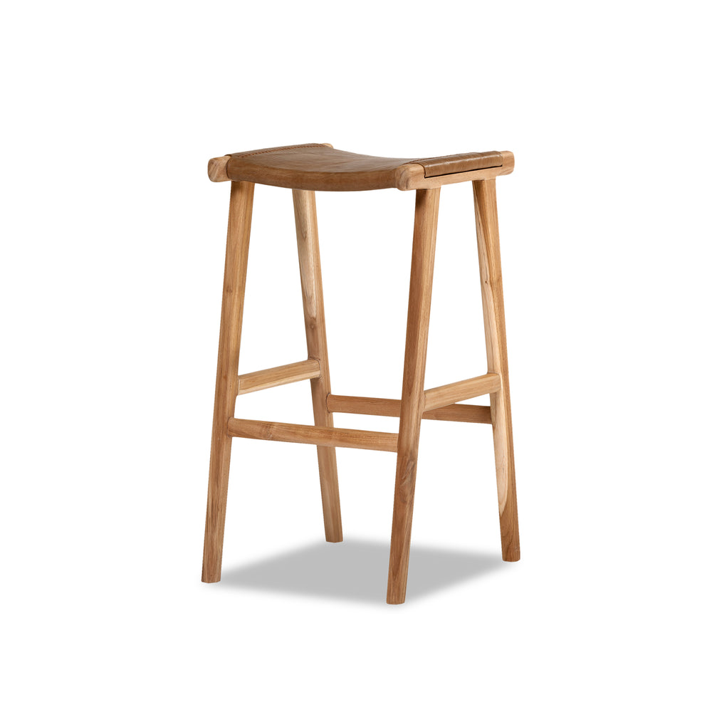 Jok Stool - Teak/Tan Leather